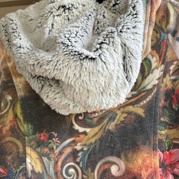 Alberto Malala sweater jacket hooded soft fluffy lining.glitter trim Sz M - Picture 5 of 7